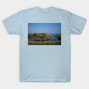 Seaton Sluice harbour under a blue sky T-Shirt